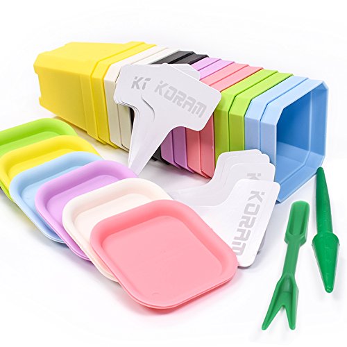 KORAM 14-Pack Colorful Flower Pots 2.7-inch Thicker Square Plastic Plant Pot for Mini Succulents Cactus, Container Planter Nursery Pots with Drain Hole and Saucer for Home Office Garden - A Great Gift