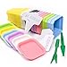 KORAM 14-Pack Colorful Flower Pots 2.7-inch Square Plastic Plant Pot for Mini Succulents Cactus, Container Planter Nursery Pots with Drain Hole and Saucer for Home Office Garden - Makes a Great Gift