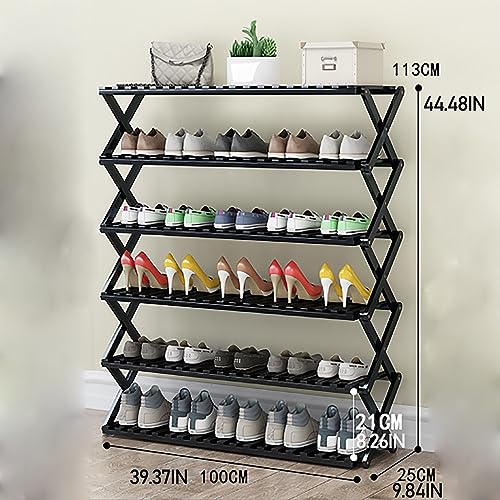 Étagère à chaussures pliante en bambou multicouche sans installation - 8