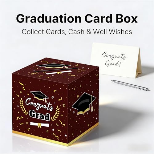 Image of Kelool Graduation Decorations 2026 Maroon Graduation Card Box Graduation Party Decorations,Graduation Box,Congrats Grad Gifts Box for 2026 Graduation Party Supplies Favors