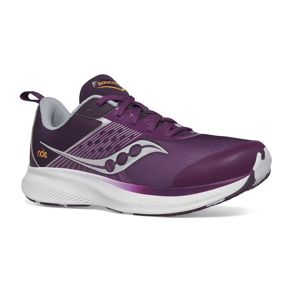 Saucony Ride Kidz Sneaker, Plum/White, 7 US Unisex Big Kid