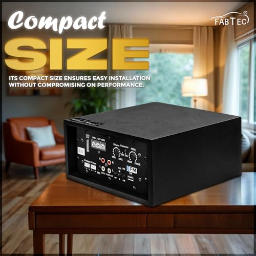 Image of FABTEC 12V 120W Dual Channel Car Amplifier Bluetooth, USB, FM Support | Stereo Audio Amplifier with Bass Booster, Sound Processor, Wireless Connectivity