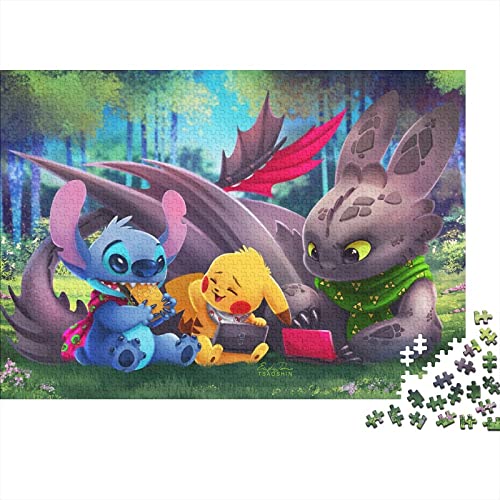 Stitch Puzzle 3D 1000 Piezas,Lilo & Stitch Puzzle,Creativo,Regalo,Entretenimiento para Adultos Y Adolescentes Mayores De 12 Años 1000pcs (75x50cm)