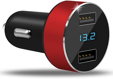 bqmqolove Cargador Dual del Coche USB de los Puertos 3.1A Cargadores del Adaptador del Coche del volt?metro de la Pantalla de Digitaces LED (Red) bqmqolove Cargador Dual del Coche USB de los Puertos 3.1A Cargadores del Adaptador del Coche del volt?metro de la Pantalla de Digitaces LED (Red)