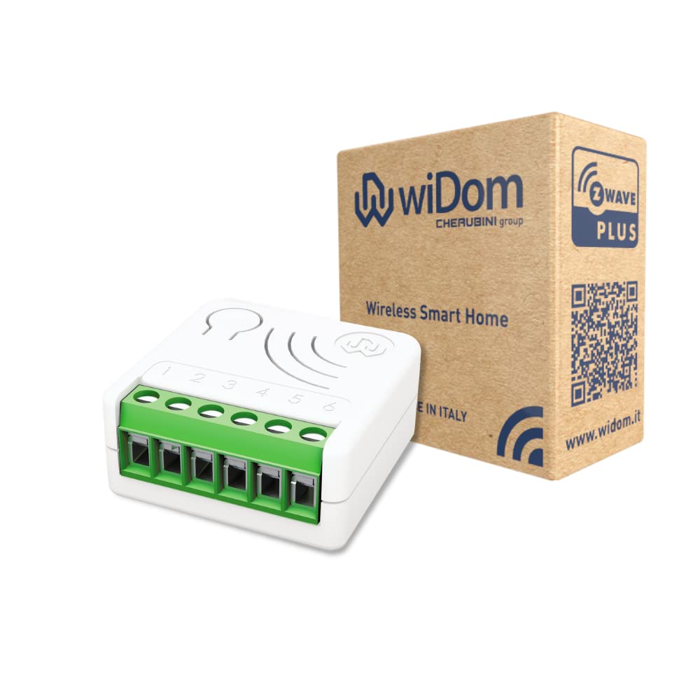 WiDom - Smart Roller Shutter 7- Interruptor inteligente para persianas y persianas - Domotica inalámbrica Z-Wave Plus Serie 700 - Tamaño pequeño 37 x 37 x 17 mm - Fabricado en Italia - Blanco