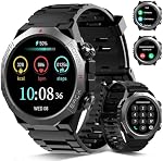 Montre militaire intelligente pour les hommes (Réponse / faire des appels), 1.39 "HD écran tactile Fitness Tracker avec le taux de sommeil / coeur / Moniteur d'oxygène Blood, 110+ Modes sportifs, IP68 Smartwatch étanche pour iPhone Android, Noir