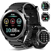Qecnato – Qecnato Militär Smartwatch Herren Damen, 1.39''HD Display Fi