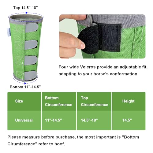 Image of Reflective Horse Fly Boots Set of 4, Breathable Adjustable Equine Fly Leg Wraps for Horses, Universal Fit Loose Fitting Leggings with Stay Put Design (Green)