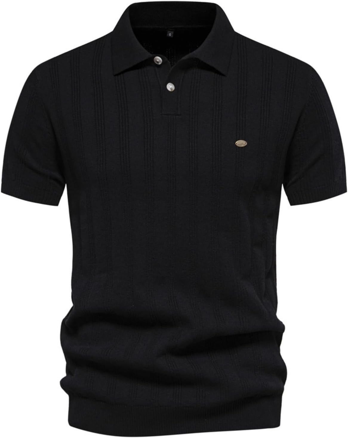 Men's Short-Sleeved Regular fit Knitted Polo Shirt Summer Golf Shirt Ribbed Stretch Lapel T-Shirt