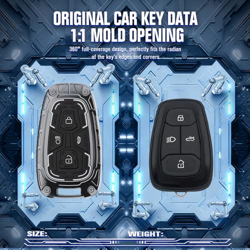 Image of AutoThrill Premium Key Cover Compatible with Tata Harrier | Safari | Nexon | Altroz | Tigor | EV | Punch | Tiago EV Electric - 4 Button Smart Key Only (Cortex Silver)