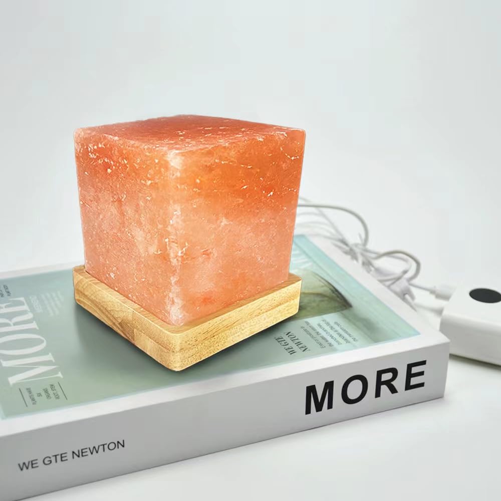 YZYOE USB Himalayan Warm Light Salt Lamp, Atmosphere Decorative Salt Lamp with Solid Wood Base - Image 3