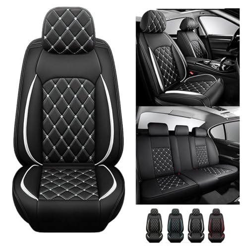 RCLON Coche Fundas Asientos para Toyota Prado 8seats (J120) 3. Gen 2006-2009, Cuero Funda Asiento Lujosa Duradera Cómodo Interior Accesorios,A/Full Set-A/Black White