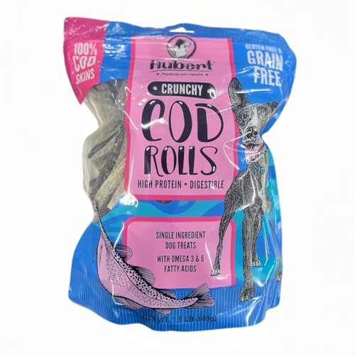 Hubert Cod Skin Rolls for Dogs Single Ingredient Fish Treats 1.5 lb