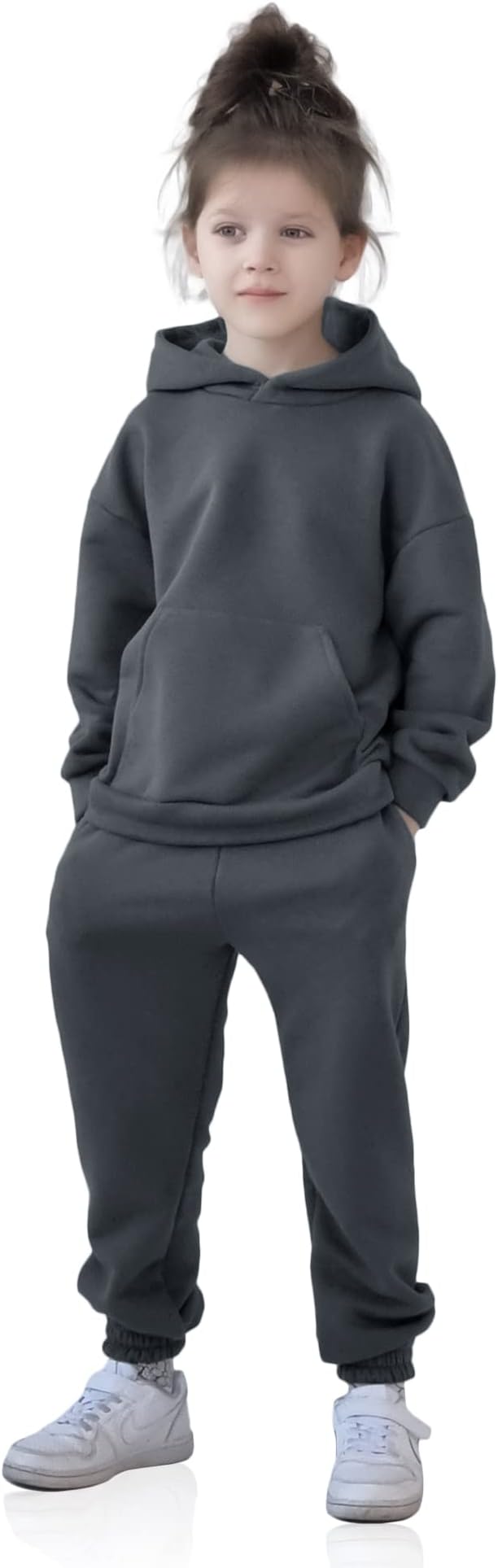NOTWILDGirls cotton fleece Pullover Hoodies and Sweatpants 2 Piece Outfit Set Jogging Tracksuit |Pack of 1