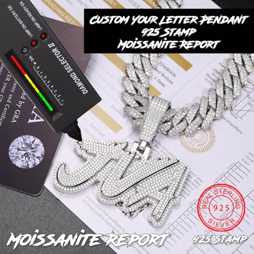 YIMERAIRE Custom 3D Iced Out Moissanite Logo Letter Pendant - Personalized Name Necklace S925 Sterling Silver Men Rapper Jewelry 18K Gold Plated Hip Hop4