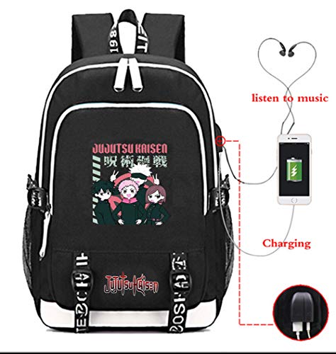 Timmor Magic Anime Jujutsu Backpack With Usb Charging Port, School Bookbags Over 8 Years Old.(Black1) #TOP1