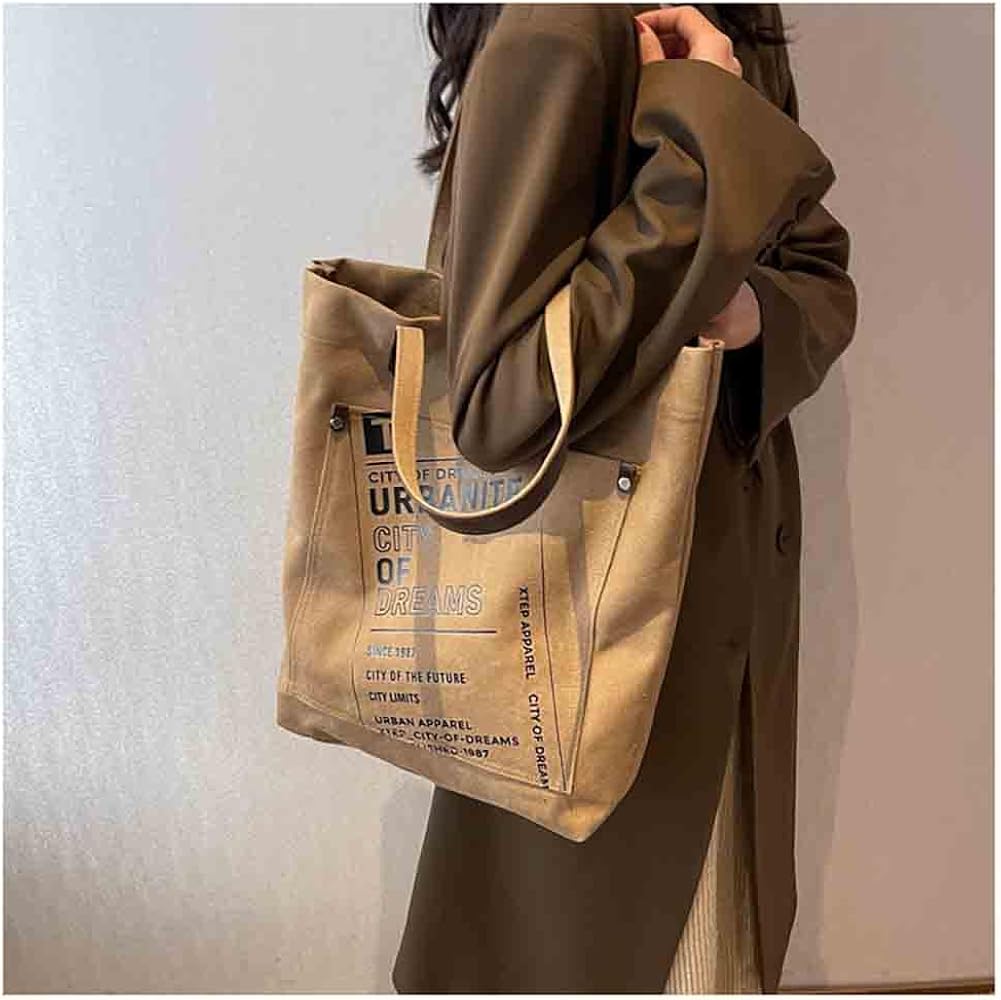 Amazon | SANLEG ラージキャンバストートバッグ クロスボディ レトロ
