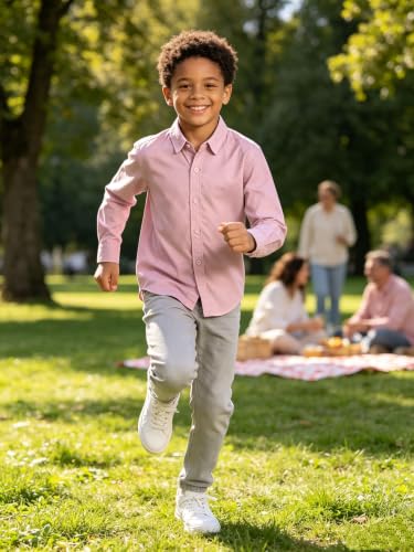 Image of DHTS Boys' Dress Shirts Toddle Boy Long Sleeve Uniform Shirt for Kids