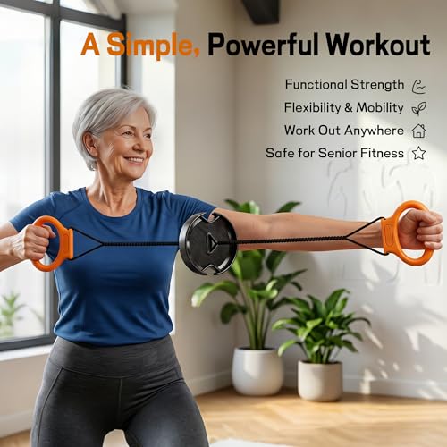 Image of Portable Chest Expander and Upper Body Workout Equipment, Adjustable Resistance Band with Twisting Tension Dial, Arm Exerciser and Chest Fly Machine for Home Gym Strength Training
