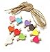 Price comparison product image iTemer 10 Pcs Colorful Wooden Craft Clips for Hanging Photo Paper Display Mini Peg with 140cm Rope