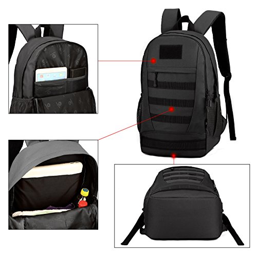 Arcenciel Motorcycle Backpack Tactical Military Bag Army Assault Pack Rucksacks For Outdoor Hiking Camping Trekking Hunting With Patch - Rain Cover Included (Black) #TOP5