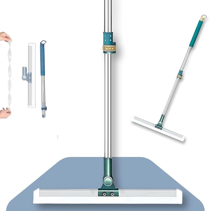 KIYAHI 50 CM Magic Broom sweeper-180° Rotating Multifunctional Silicone Wiper for Floor, Tile, Marble, Glass & Window Cleaning, Adjustable Long Handle, Durable Silicone Blade for Bathroom, Home