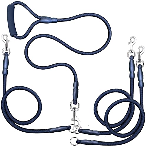 Heavy Duty 3 Dog Leash No Tangle Detachable 360° Swivel Device Multiple Dog Leash with Padded Handle for Two/Three Pets