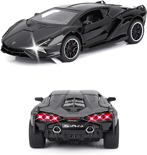 Image of 1:32 Lamborghini Sian Die-cast Metal Toy Car Pull Back Super car with Openable Doors with Sound and Light for Gifts Toys for Kids