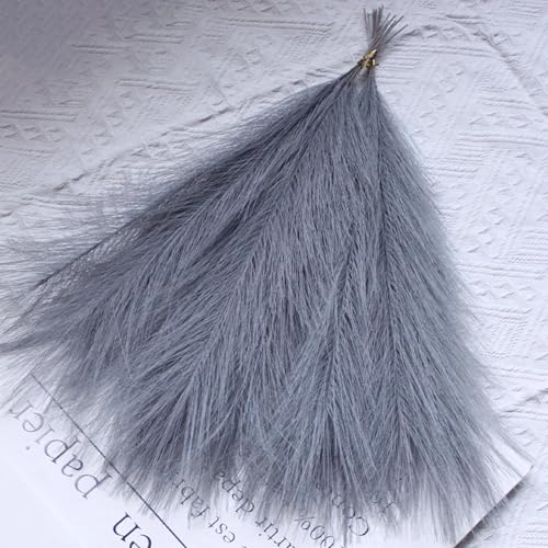 10 piezas de flores artificiales de pasto pampas gris 42 cm miniatura 1