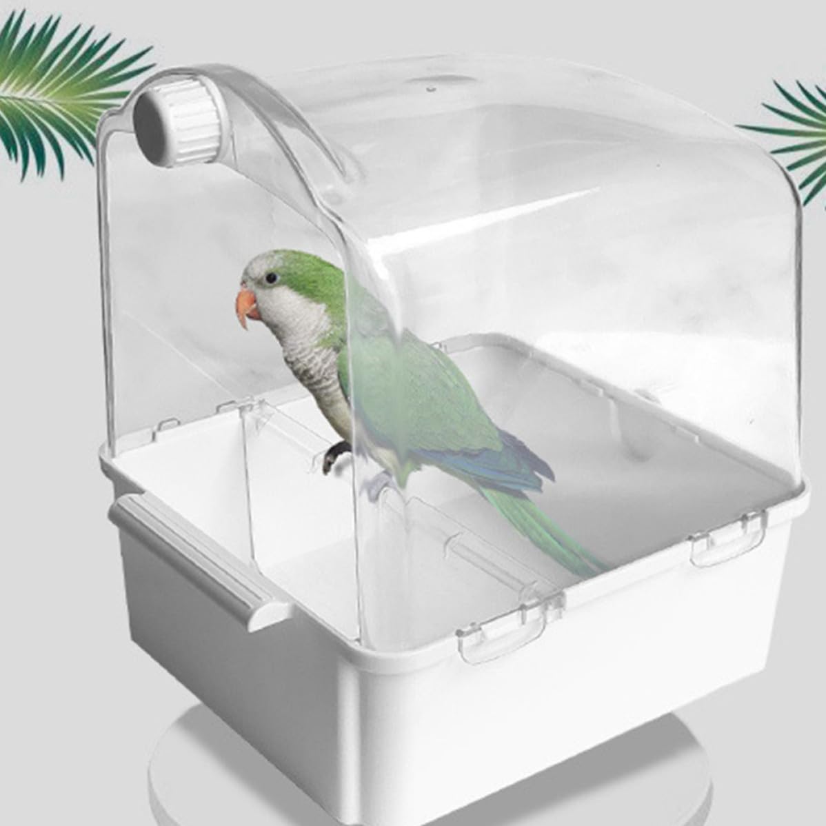 Abaodam Bassin pour Bain d'oiseaux Blanc en Plastique Injecteur d'eau Réutilisable pour Perruches et Canaris, Fournitures Bain des Oiseaux de Compagnie