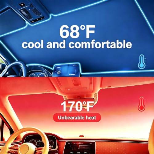 Foldable Car Windshield Sun Shade Umbrella UV Block Medium 55" x 31" — view 5