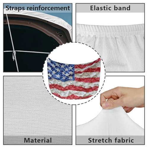 Image of American Flag Waterproof Car Cover Polyester Elastic Fabrics Patriotic Car Hood Cover Suitable for Auto Car Truck, Van, SUV, Pickup