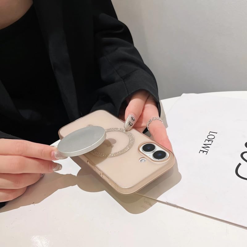 Image of COVERLY Minimalist Magnetic Glitter for iPhone 15 Pro Max Case,Clear Crystal Bling Phone Case [Compatible with Mag-Safe] Shockproof Cute Women Girl Protective Cover for iPhone 15 Pro Max, Blue Shimmer