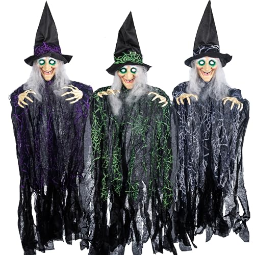 JOYIN 89 cm Halloween Hanging Vicious Witch Decoration (3 Packs), Halloween Hanging Witch Prop Decor for Lawn, Outdoor and Indoor Decorations