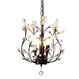 LuFun Modern Crystal Chandeliers,Crystal Pendant Light,Chandelier Lighting Fixtures,Ceiling Light for Living Room Bedroom Restaurant Hallway (Black)