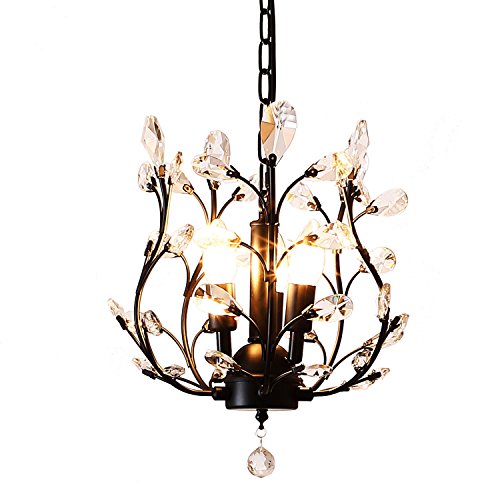 LuFun Mini Crystal Chandeliers,Crystal Pendant Light,Chandelier Lighting Fixtures,Ceiling Light for Living Room Bedroom Restaurant Hallway (Black)