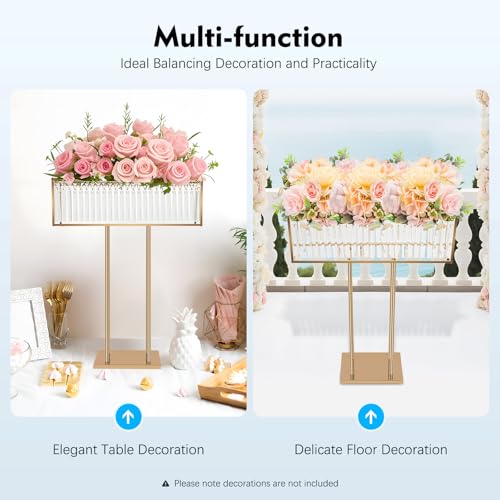 35.43 Inches Tall Crystal Wedding Flower Vase, Elegant Wedding Table Centerpiece Vase,Gold Crystal Flower Vase,Tall Floral Arrangement Stand for Wedding Party - Image 5