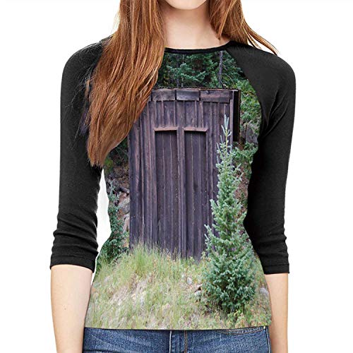 A Two Seater Outhouse in The Town of St.Elmo,Women Casual 3D Print Long Sleeve T-Shirt Tees was Probably Precursor to pu