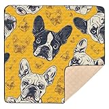 YETTASBIN French Bulldog Baby Play Mat for Floor 50 x 50 Inch - Portable Soft Quilted Crawling Mat Waterproof Foldable Playpen Mat with Non-Slip Bakcing for Baby Infant Toddler Tummy Time