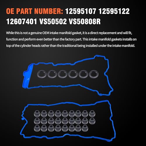 Image of HiSport Engine Valve Cover Gasket Set - Compatible with Buick Allure Enclave Encore Lacrosse Cadillac ATS CTS SRX STS XTS GMC Acadia Canyon Terrain 1.4L 3.0L 3.6L 2008-2020 - Replace VS50808R