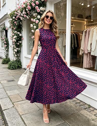 Image of Simple Flavor Women's Vintage Dress Sleeveless O-Neck Party Cocktail Dress