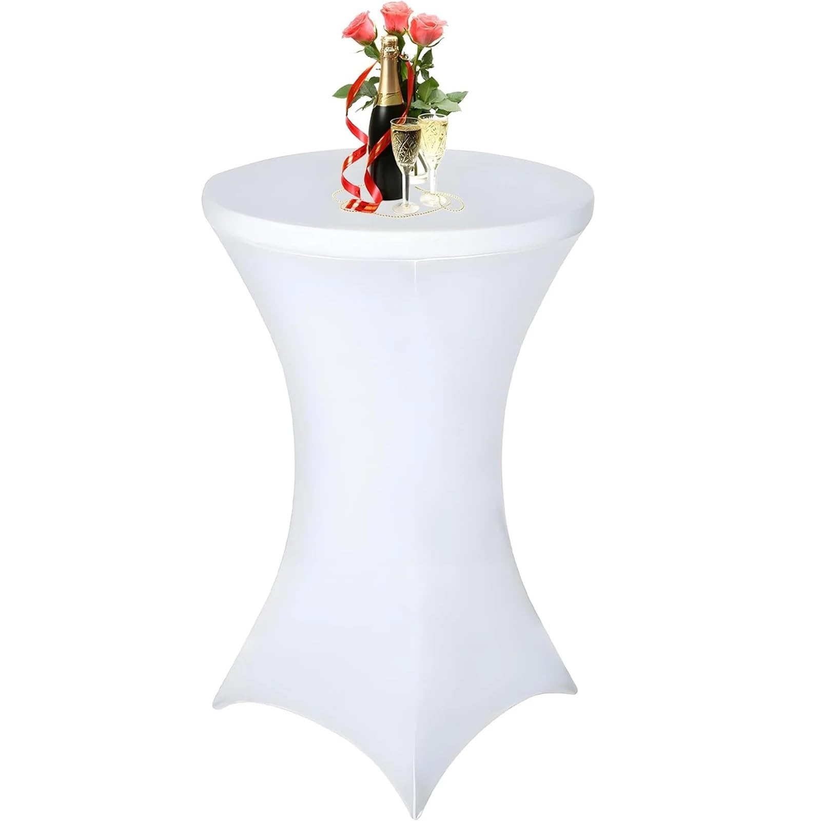 Xinglongs Spandex Cocktail Table Cover 2 Pcs Stretch Tablecloth, Spandex Round for Bar Hotel Party(WHITE)