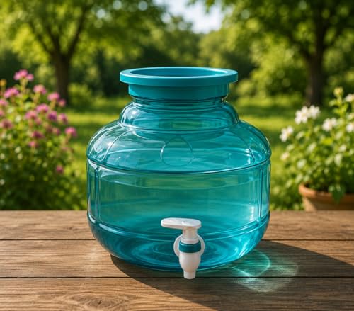 Image of Plastic Water Dispenser Jar with Tap for Home and Office, Peacock Green, Unbreakable (Virgin Quality), 10 Litre, Green