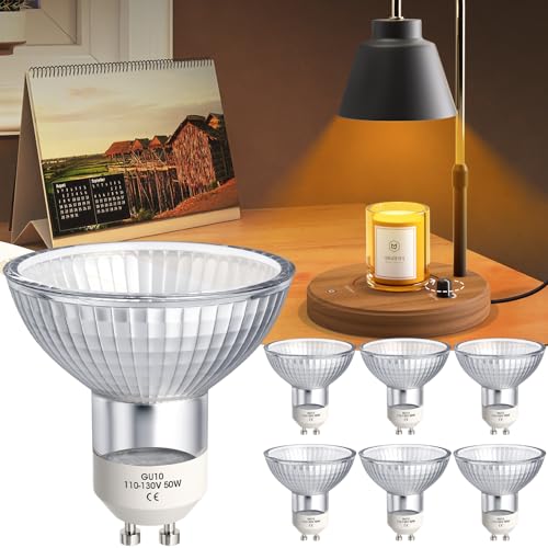 mlogiroa 6 Pack GU10 Light Bulbs 50W 110-130V Clear Reflector