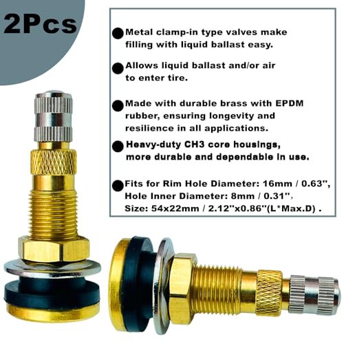 Image of TR618A Tubeless Air Liquid Tractor Valve Stems for Tubeless Tires, Industrial, Agricultural Wheels, Clamp-in Tire Valve Stem (TR618A-2pcs)
