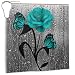 Amonee-YL Teal Gray Rose Flower Butterflies Bath Polyester Fabric Shower Curtain Sets with 10 Hooks,Modern Bathroom Home Decor