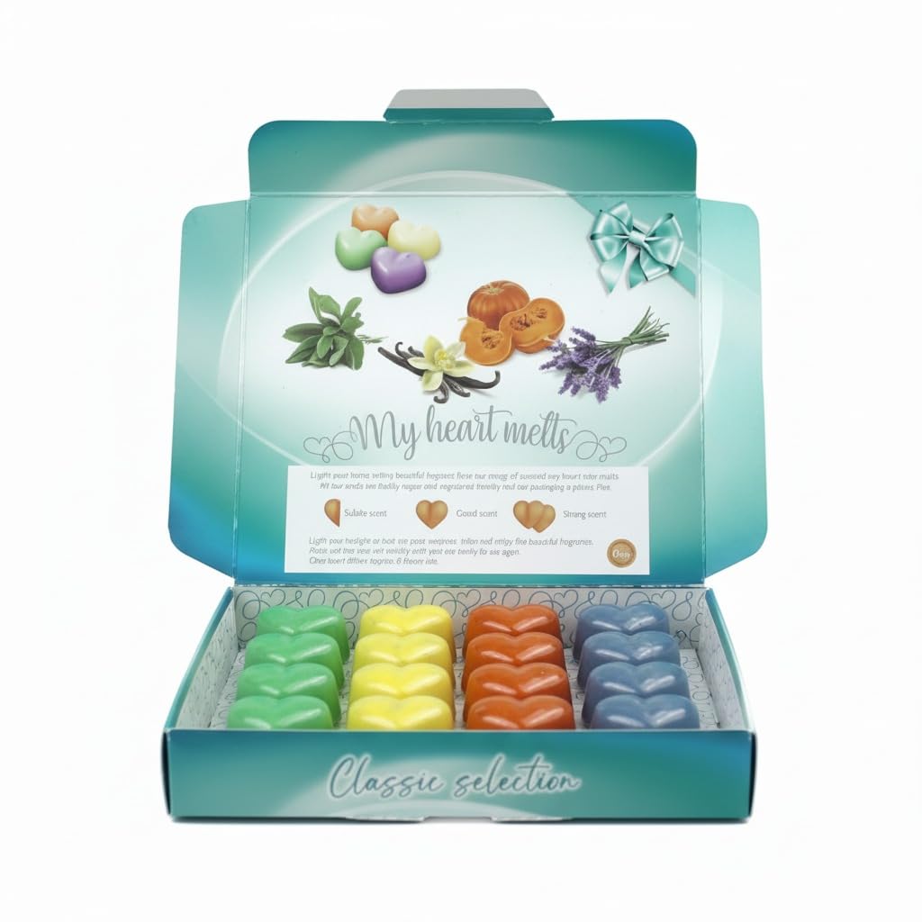 Spotless Leopard Multi-Colors Classic Wax Melts 16 X 0.21 Oz Mixed Melts 2 Of Each - Pumpkin, Eucalyptus & Rosemary, Vanilla And Lavender Highly Scented Wax Melts In A Presentation Gift Box With Protective Tray