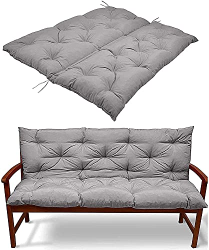 QF-wofo Garden Bench Cushion, IndoorOutdoor Swing Replacement Cushions 23 Seat Backrest 40 X 404760 Waterproof Non Slip Cushions 3 Swing Chair Cushions, Light Grey