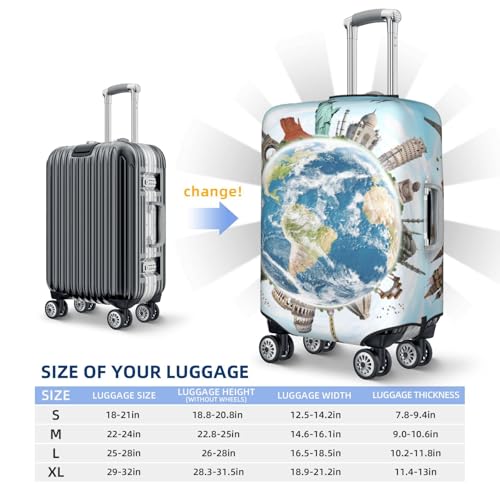 World Travel Print Luggage Cover For Suitcase,Washable Elastic Travel Suitcase Protector With Zipper Closure And Bottom Buckle – Fits 18-32" Luggage-X-Large4