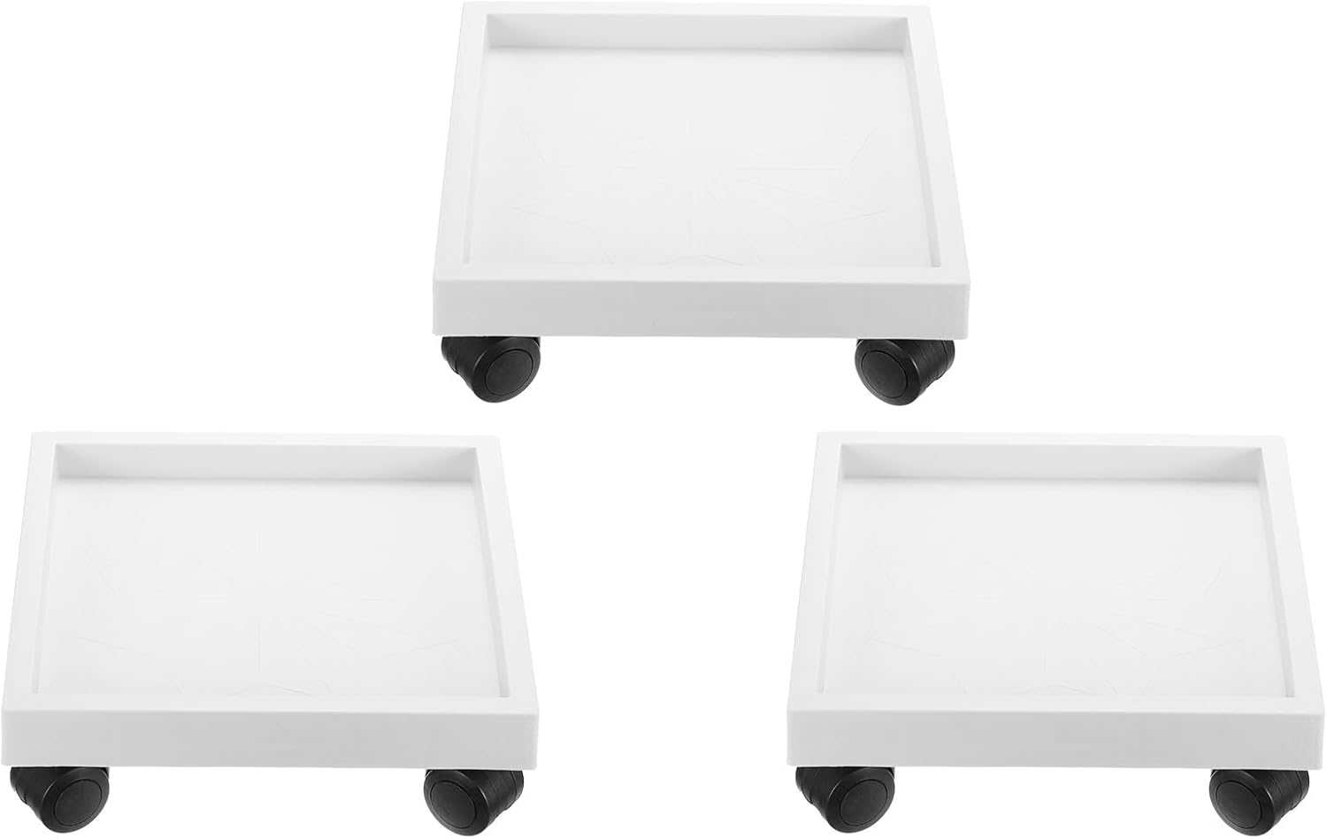 PATIKIL Square Planter Caddy with Wheels, 3 Pack 12 Inch Rolling Plant Stand with Wheels Heavy Plant Tray Dolly for Indoors Outdoors, Gray